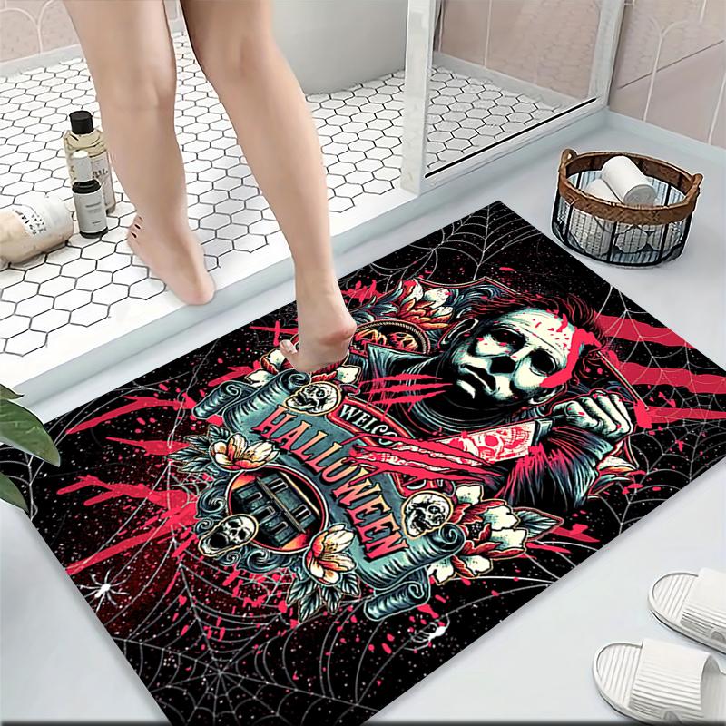 Halloween Horror Poster Carpet Rug Soft Washable Anti Slip Home Living Room Sofa Mats Personalized Christmas Rug