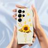 For Samsung Galaxy S25 Ultra Case Golden Butterfly Sunflower Pattern Printing Straight Edge TPU Phone Back Cover