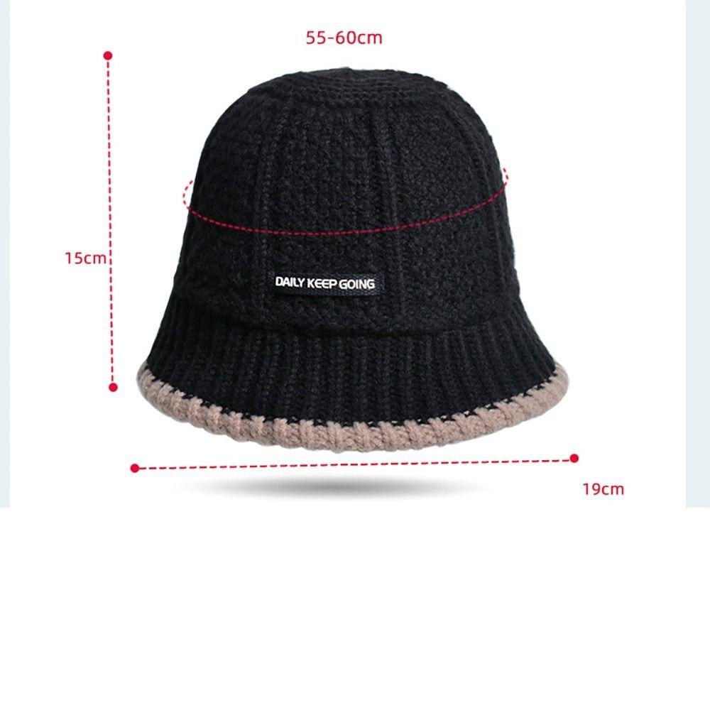 Windproof Knitted Bucket Hat Warm Women Fisherman Hat Fashion Wool Basin Cap Shopping Travel