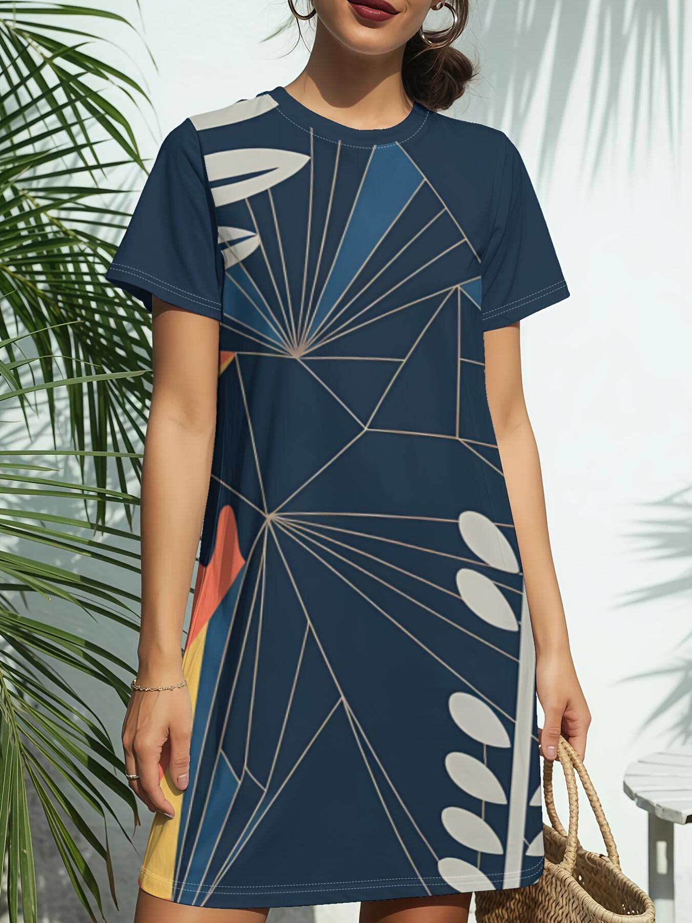 

New Women S Round Neck Short Sleeve T-Shirt Dress with Triangle Flame Print. Featuring American Trendy Digital Printing. Perfect for Casual Spring And 7XL дубильная кора