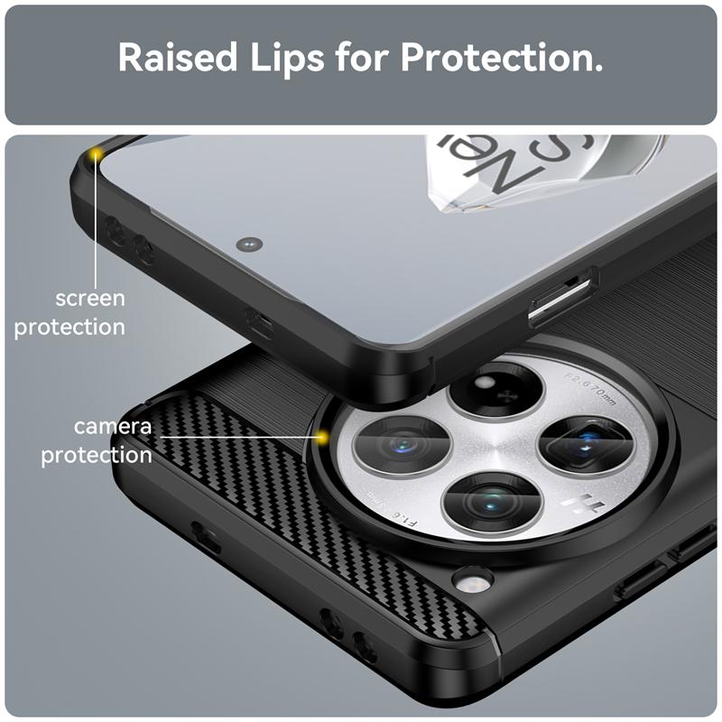 For OnePlus 12 Case Bumper Anti-knock Soft Silicone Carbon Fiber Back Cover For OnePlus 12 5G Case For OnePlus 12 Case 6.82 inch