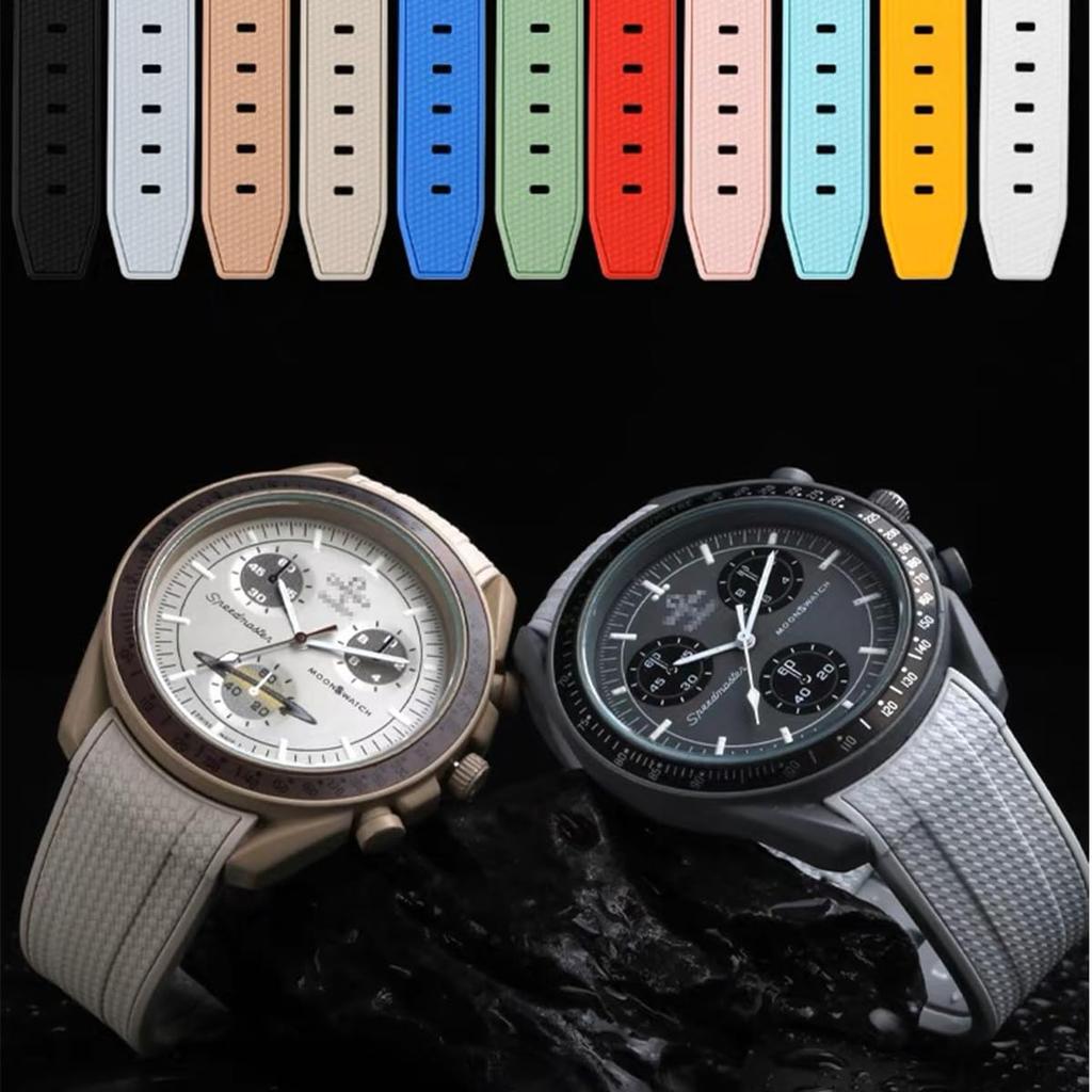 Silikonowy Pasek do Swatch X Omega Moonswatch Klamra ze Stali Nierdzewnej 20mm Zakrzywiony Końcowy Miękki Wodoodporny Zamienny Pasek do Zegarka Kobiety Mężczyźni