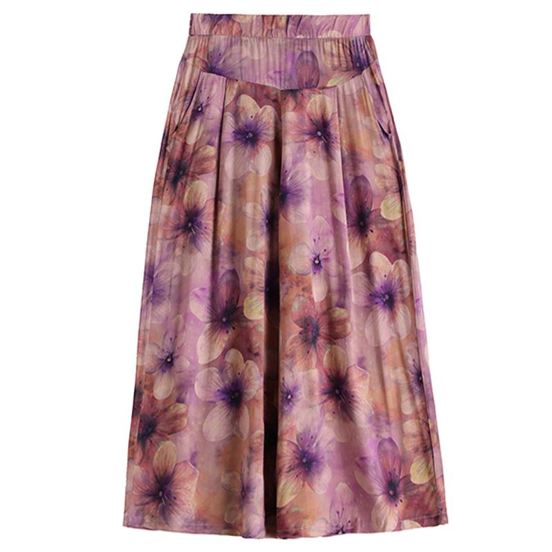 Plus Size Summer Women's Wide Leg Pants High Waist Loose Vintage Clothes Elastic Waist Casual Pants