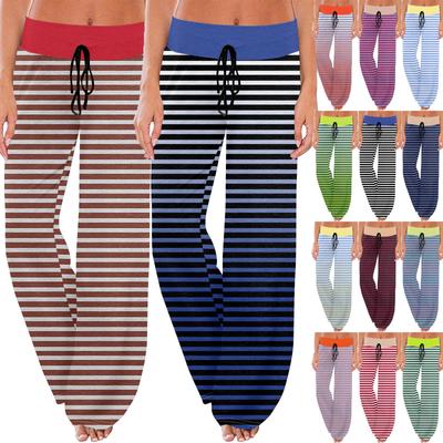 Women's Casual Fashion Comfort Pajama Pants Print Drawstring Wide Leg Pants