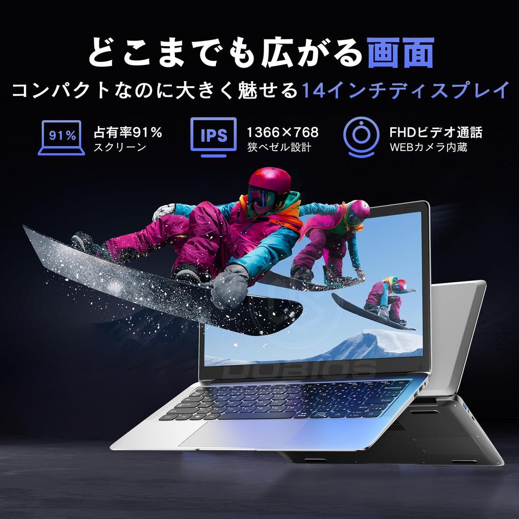Dobios Windows 11 Laptop with Japanese Webcam USB Mini and Celeron N4000 Lightweight and ideal for and those working from home or using 128GB Office,