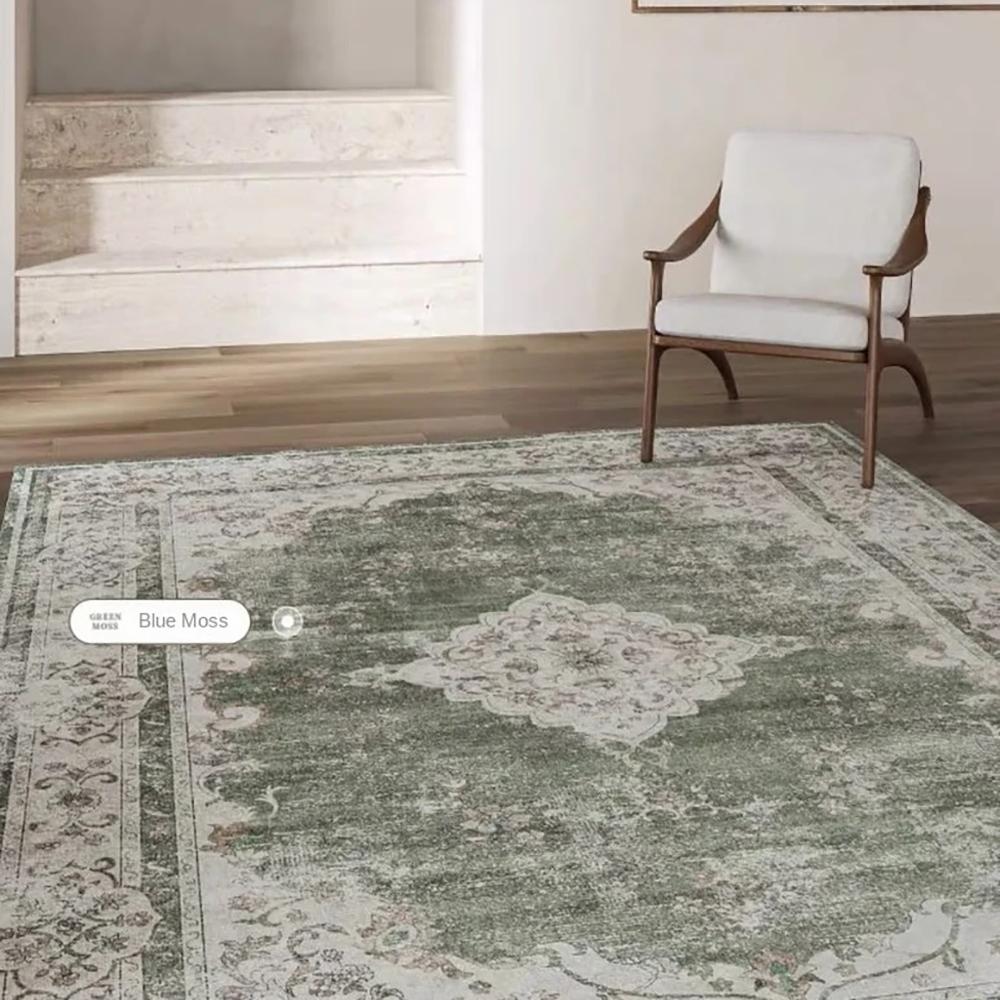Vikama Bohemian Faux Wool Rug - Ultra-Thin, Stain-Resistant,Non-Slip Carpet For Study Room & Living Room,Soft Floor Mat Home Dec