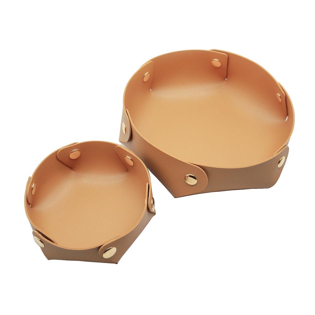 1PC Leather Storage Box Portable Organizer Jewelry Cosmetic Key Stuff Storage Basket Folding Desktop Organizer Case