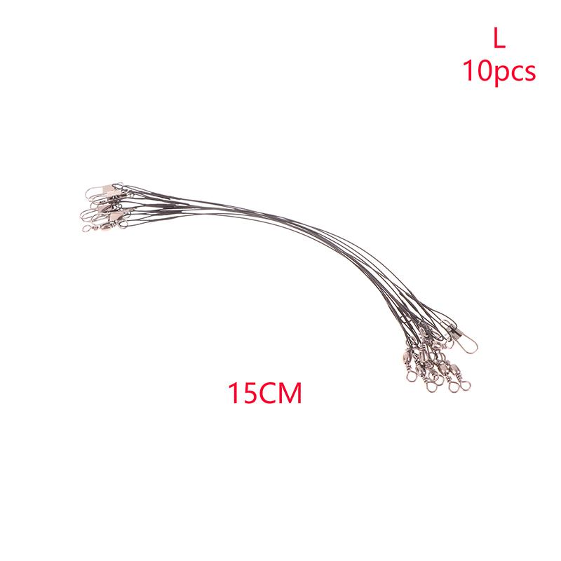 10Pcs 10/15/20/25/30Cm Anti-Bite Steel Wire Leash Lure Fishhook Line Trace Wire Leader With Swivel Fishing Lure Accessories