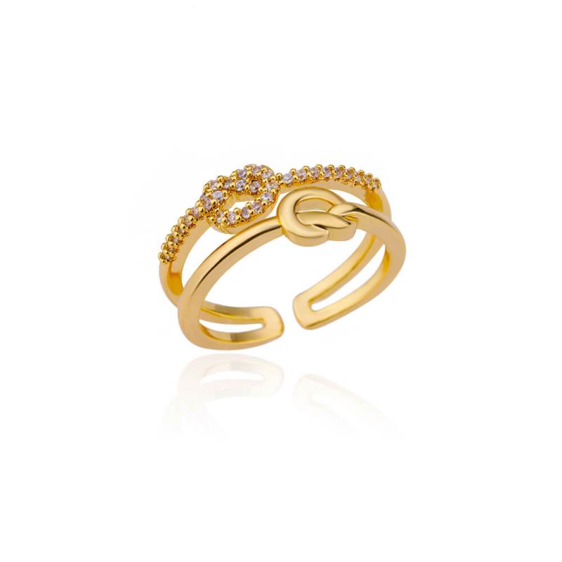 2025  Trendy Gold Plated Stainless Zircon  Rings For Women Chain Geometry Zircon Finger Ring Jewelry Gift