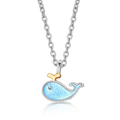 Temperament Fashion Necklace Female Sweet Blue Small Whale Necklace Cute Short Collarbone Chain Necklace To Send Girlfriend Gift