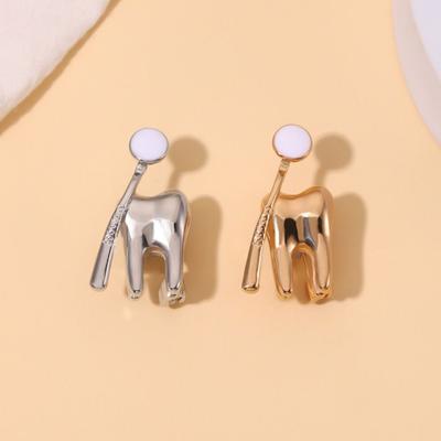 Zinc Alloy Tooth Shape Brooch Enamel Geometric Dentist Nurse Enamel Pins Backpack Badge Korean Style Clothing Accessories