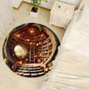 Flannel Printed Round Rug With Magical Tree Library Design For Home Decor Soft Floor Mat Fantasy Art Theme Cozy Interior