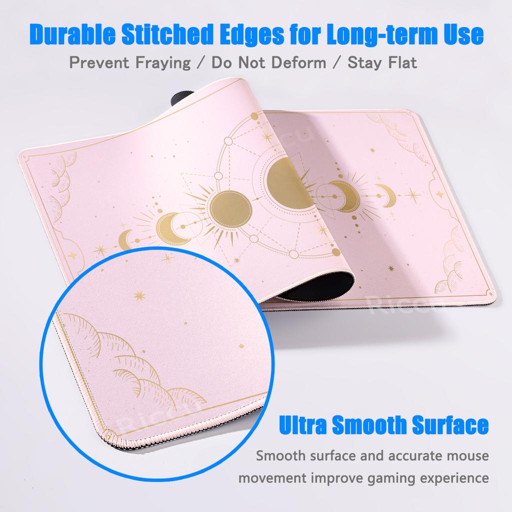 Large Moon Pattern Art Anime Mouse Pads Computer Laptop Office Rubber Anti-Slip Table Pads Locking Edge Rug Gaming Keyboard Mats