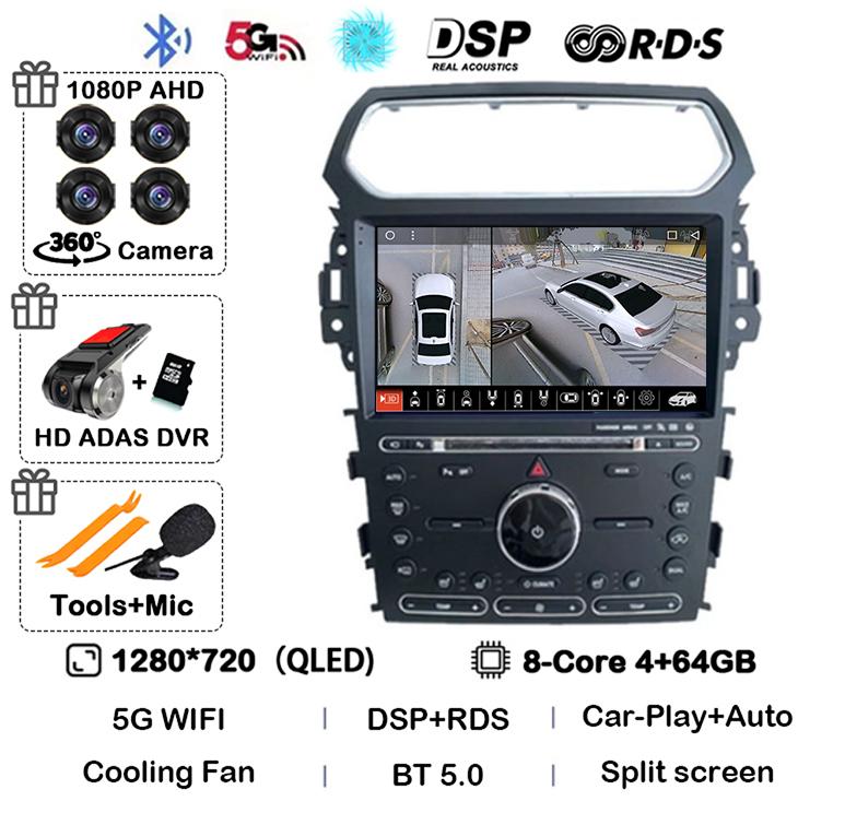 Android 14 Carplay Car Radio For Ford Explorer Smart 2011 2012 2013 2014 2015 2016 2017 2018 2019 Multimedia Player GPS Stereo