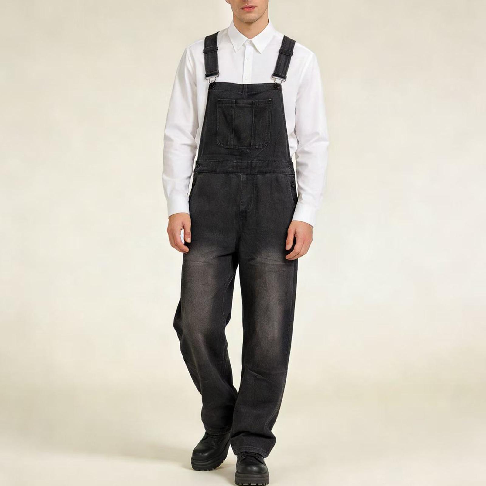 

Джинсы MAN со средней эластичностью, модные прямые джинсовые брюки с карманами L чёрный