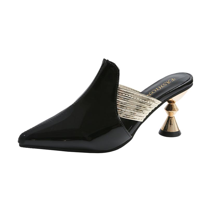 Designer Women Sandals Wedding Party Strange Heels Mules Fashion Rhinestone Slippers Quality PU Pumps Shoes