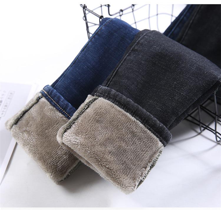 High-Waisted Plus-Velvet Skinny Jeans for Women - New Autumn/Winter Style, Light-Colored, Slimming, Elastic, Thickened, Self-Heating Small-Leg Pants