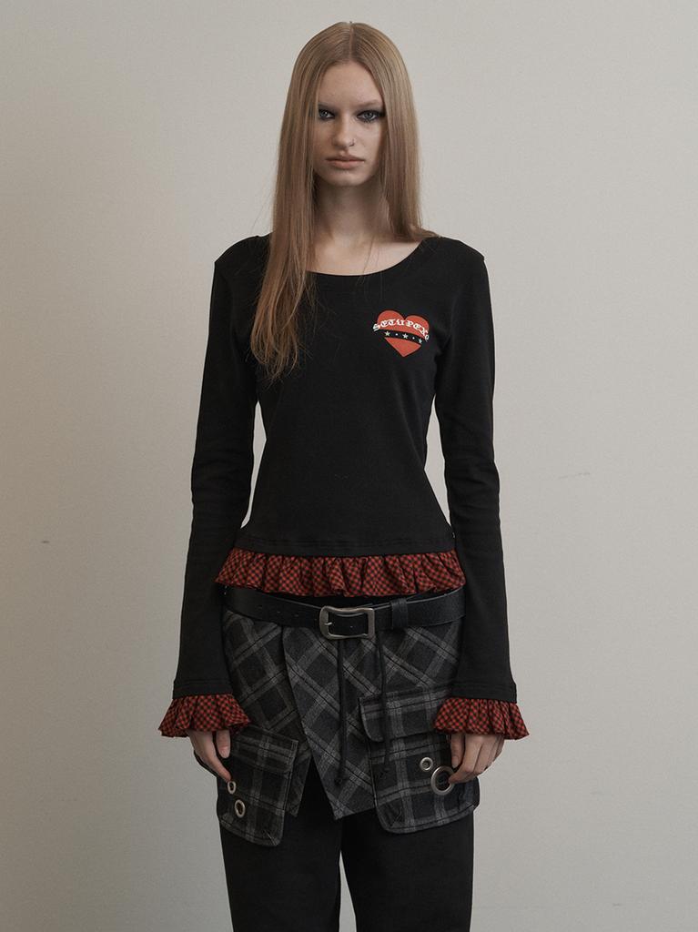 SETUP-EXE Check Frill Top / Black