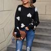 Women's Loose Casual  Fashion Round Neck Heart Sweater Knitted Bottoming Shirt Sweater