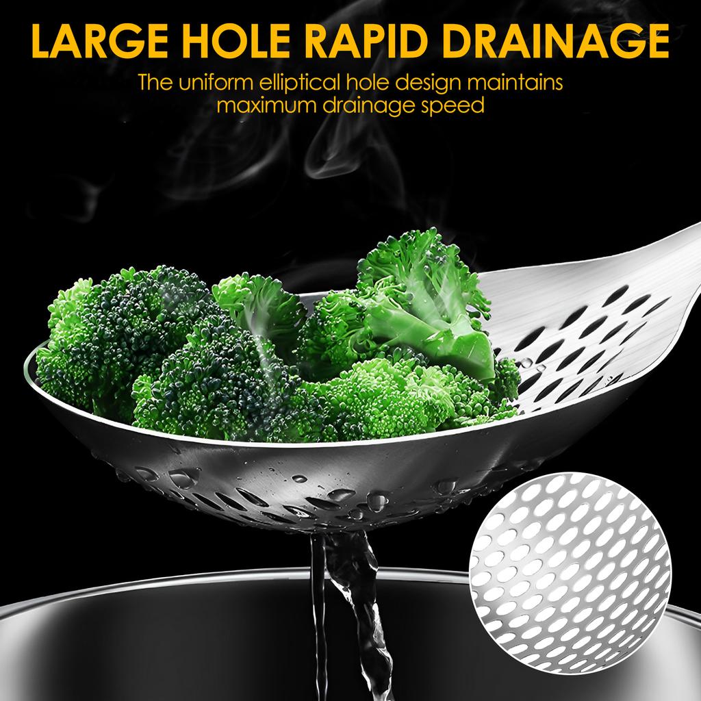 Stainless Steel Skimmer Spoon Long Handle Cooking Slotted Colander Spoon Skimmer Strainer Kitchen Strainer for Frying Draining