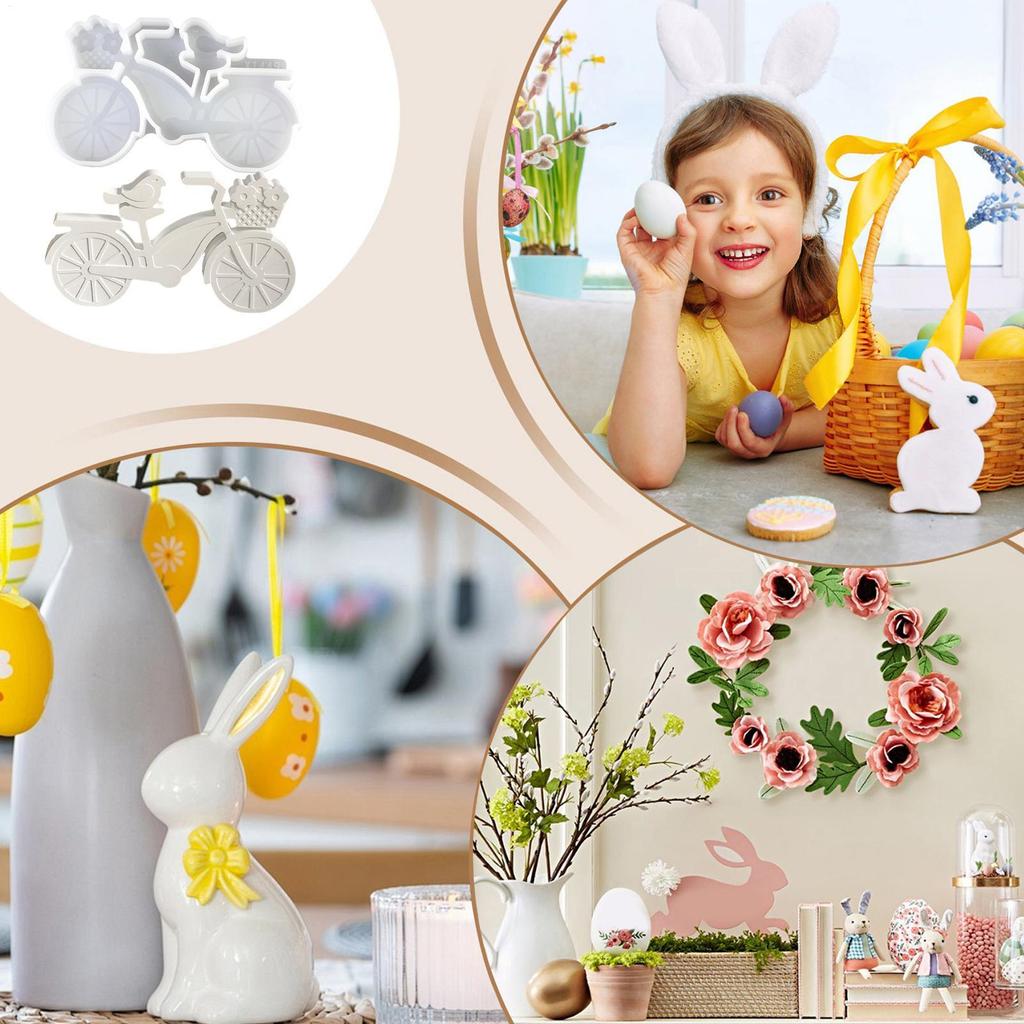 Bike Silicone Mold Bird On Bike Design Reusable Mould Non-Stick Silicone Soap Molds For Resin Casting Candle Making Soap Wax