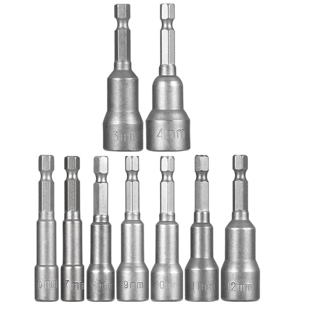 6mm-19mm Magnetic Socket Hexagon Socket Heads 1/4" Hexagon Shank Drill Bit Set Pneumatic Driver Bit Socket Set