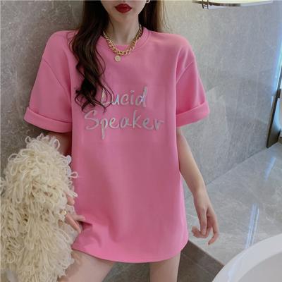 Summer Women Letter Print T-Shirt Girl Harajuku Round Neck Loose Casual Y2K Top Tees Short Sleeve Graphic T Shirts Hip Hop Streetwear