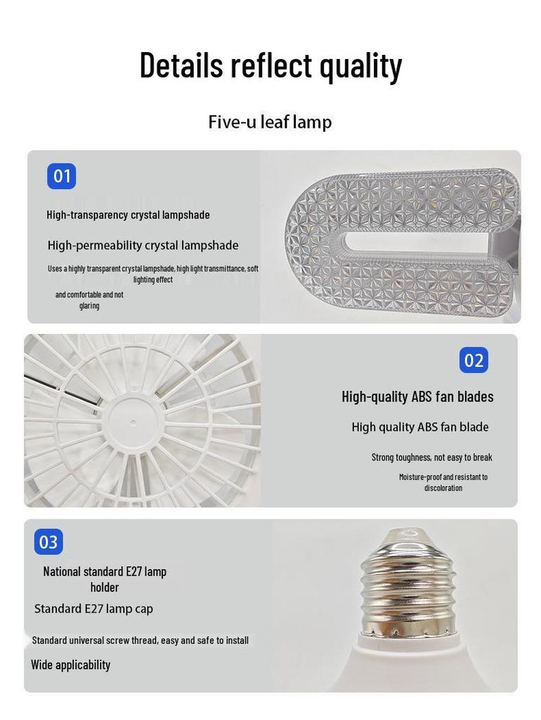 Crystal Style Dimmable LED Fan Light with Remote Control, E27 Screw Base for Home, Bedroom, and Dormitory.