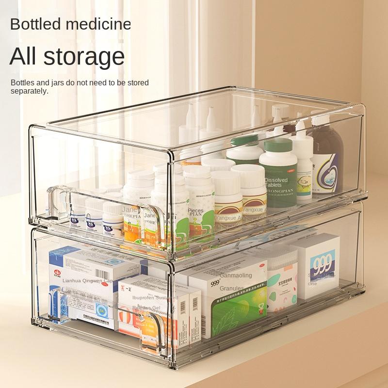 Große Box Stapelbar Beweis Licht Multi Lagerung Transparent Schublade Acryl Layered Hause Desktop Luxus Kapazität Staub