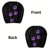 Durable Polyester Car Seat Accessories 2Pcs Universal Headrest Cover with Purple Cat Paw Print, Elastic Personalized Vehicle Sleeves Protector