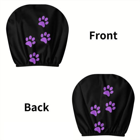 Durable Polyester Car Seat Accessories 2Pcs Universal Headrest Cover with Purple Cat Paw Print, Elastic Personalized Vehicle Sleeves Protector