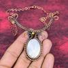 Rainbow Moonstone Necklace Copper Wire Wrapped Adjustable Chain Necklace Gemstone Copper Jewelry Gifts for Wife Handmade Birthstone Necklace