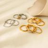 18K Gold-Plated Stainless Steel Ring with Zirconia Chain - Waterproof, High-End Jewelry for Women