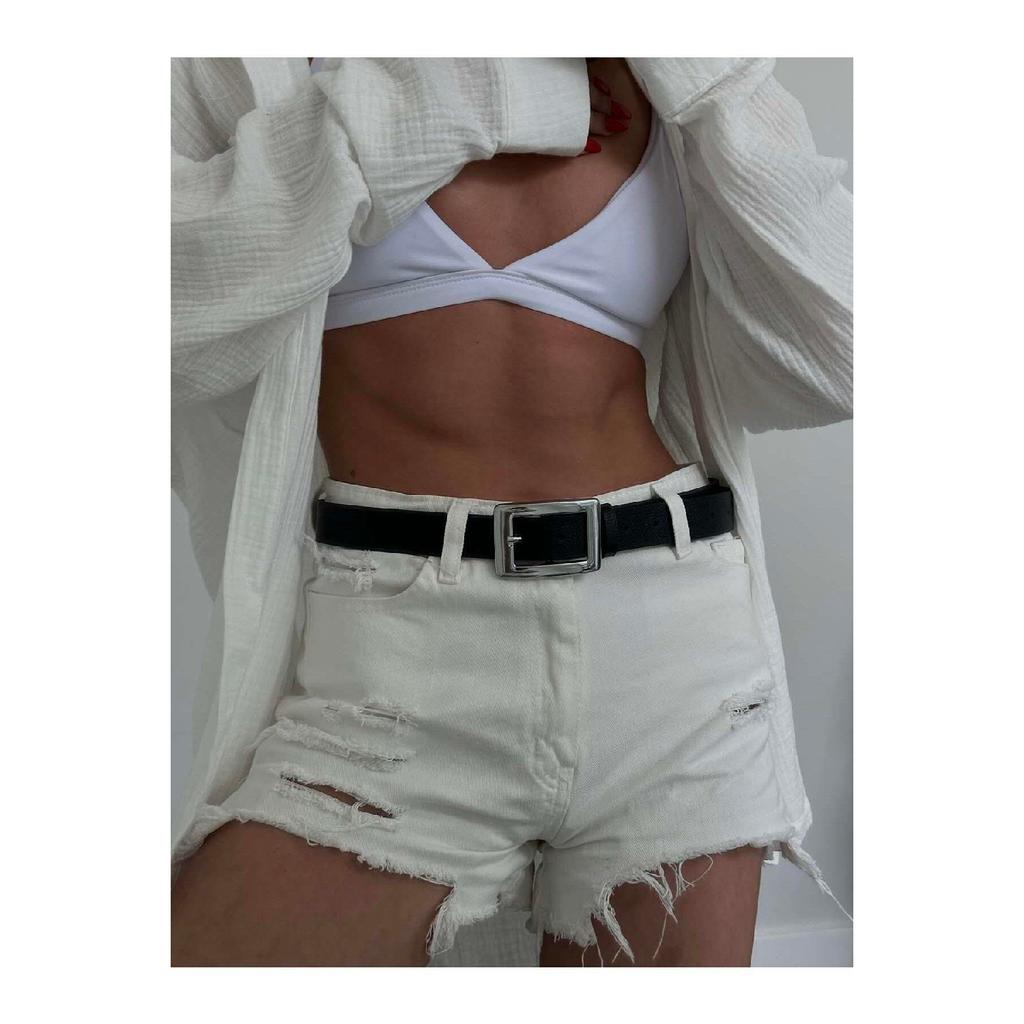 Women's Trouser Belt, Jacket Belt, Dress Belt, Shirt Belt With Square Gold Buckle