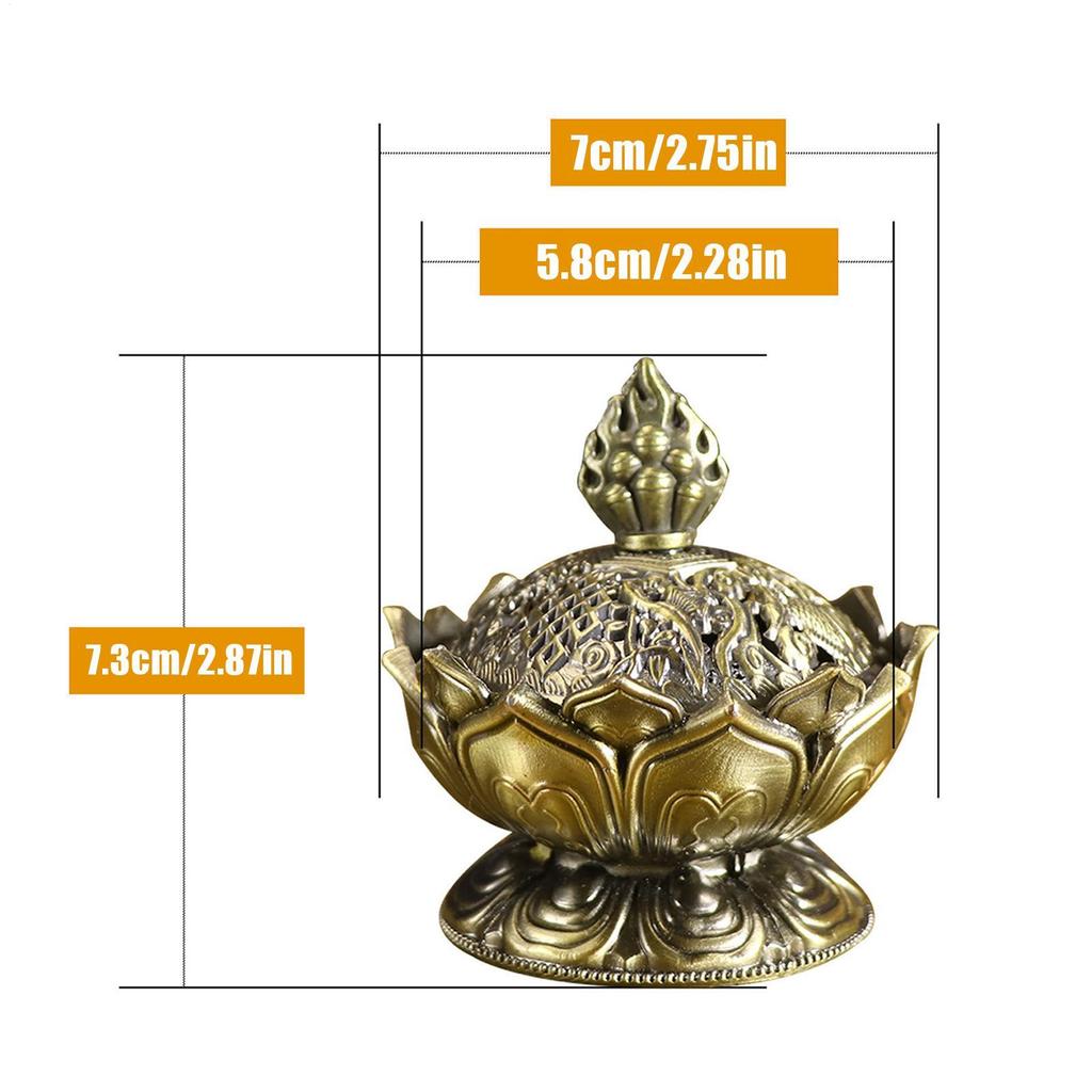 Lotus Cone-shaped Incense Burner Alloy Incense Stick Burner Stand Aromatherapy Base Air Purification Statue For Meditation Yoga