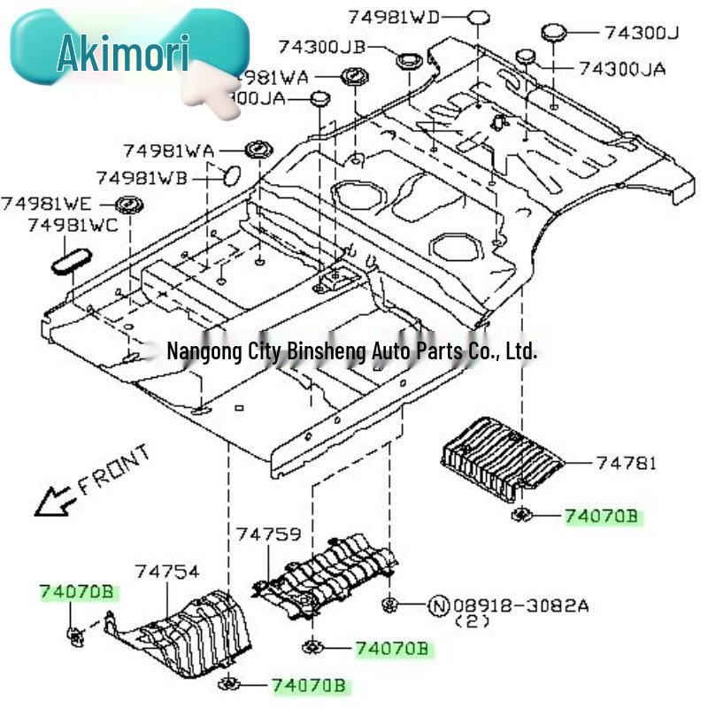 Vorderer Isolator-Mutter für Nissan Kicks, Passend für 10 Stück, OE-Nr. 77030-41045