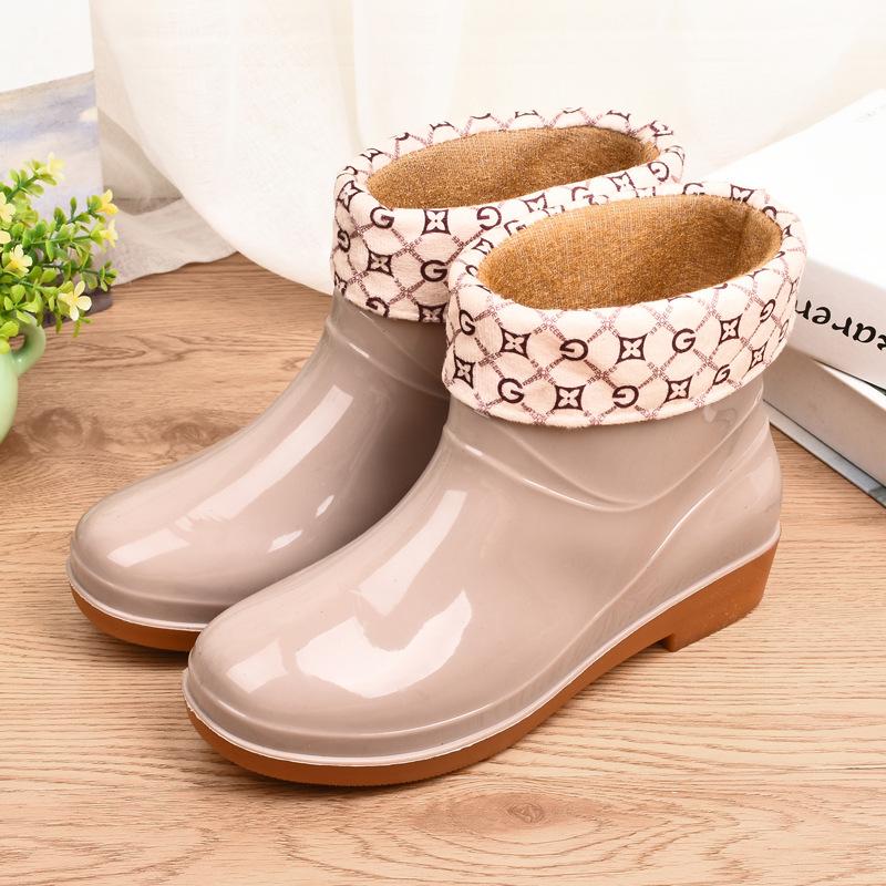 Low Tube Rain Shoes Women's Rain Boots Women's Short Tube Water Shoes Fashion Outer Overshoes Non-slip Rubber Shoes for Daily Work