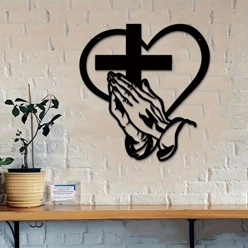 1Pcs Metal Cross Sign Wall Art Decoration, Easter Thanksgiving Wall Hanging for Office Living Room Home Decor