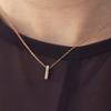[mico.lor] Stainless Steel Necklace (111) Stick CZ Pendant, Surgical Stainless Steel 316L, Hypoallergenic, for Men and Women, Gold