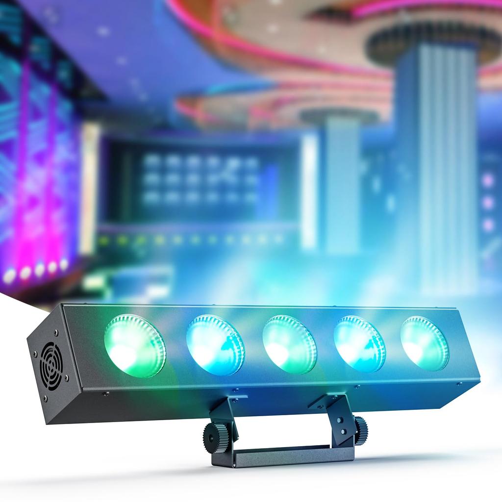 ZonQoonz 60W Stage Light Stage Lighting 5 LED 4 in 1 RGBW Wash Light COB Stage Light Party Light DMX512 Voice Control Mode DJ Light Strip Perfect for