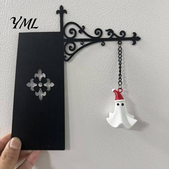 Indoor Outdoor Seasonal Decor Decorative Ghost Pendant, Iron Bracket Bookshelf Decor, Halloween And Entryway Hanger Christmas Wall for Home
