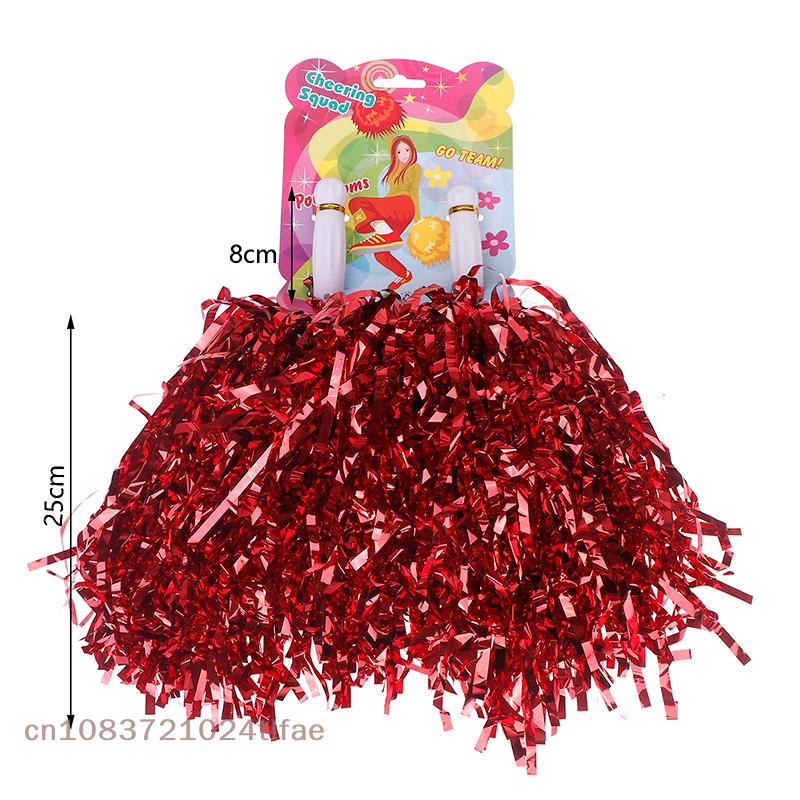1Pair Cheerleading Pom Poms, Non-Fading Metallic Streamer, Suitable for Kids & Adults, Dancing Team Sports