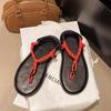 Comfortable Flat Bottom Thong Sandals Women's Summer New Style Retro Fashionable Beach Slippers Trendy Design Sensation