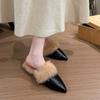 Winter Neue Baotou Hausschuhe Damenmode Spitze Plus Fleece zum Hineinschlüpfen Weiche Sohlen Rutschfest Bequeme Hausschuhe