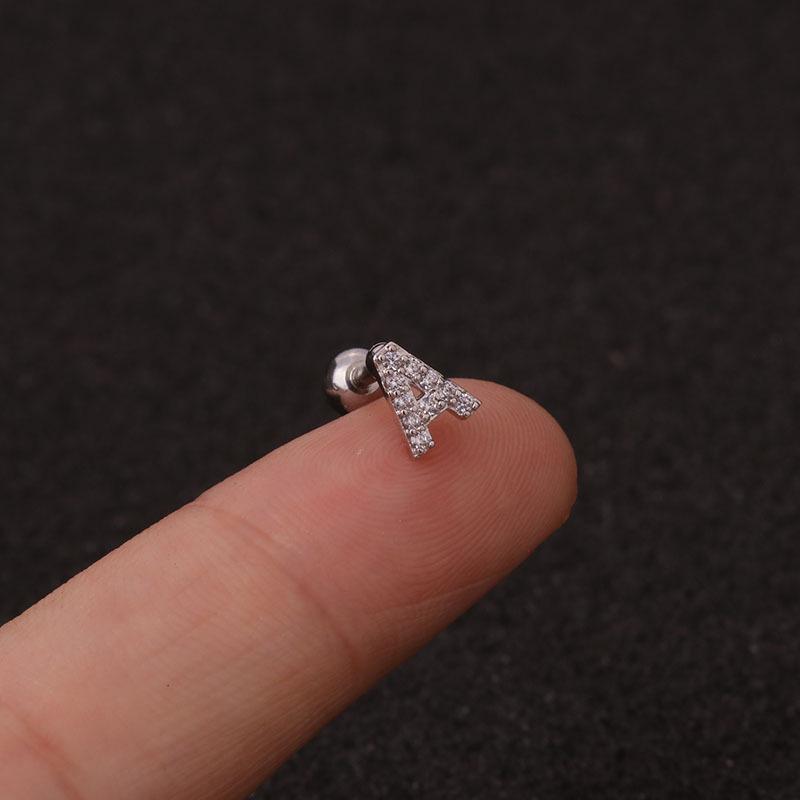 Trendy 26 Letters Tragus Cartilage Earring Women Exquisite Tiny Initial Alphabet Name Helix Earring Piercing Jewelry Gift