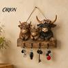 Scary Door Ornament Halloween Entryway Key Holder with 4 Hooks, Wooden Hanging Sign, Wall Mount Sign Rack for Keys Bags And Leashes, Home Organizer