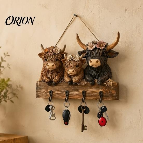 Scary Door Ornament Halloween Entryway Key Holder with 4 Hooks, Wooden Hanging Sign, Wall Mount Sign Rack for Keys Bags And Leashes, Home Organizer