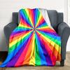 1pc Rainbow Stripes Blanket, Lightweight Flannel Throw Blanket for Sofa, Bed, Travel, Camping, Living Room, Office, Couch, Chair, and Bed