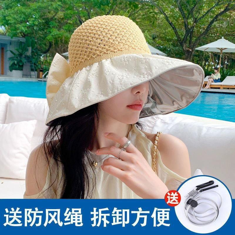 Sunscreen Hat Summer Female Sunshade UV Protection Empty Top Vinyl Shell Hat Large Brim Sunshade Face Outdoor Cycling Hat
