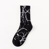 Harajuku Hip-Hop Street Sports Skate Socks Tie Dye Cotton Lightning Designer Happy White Socks Women